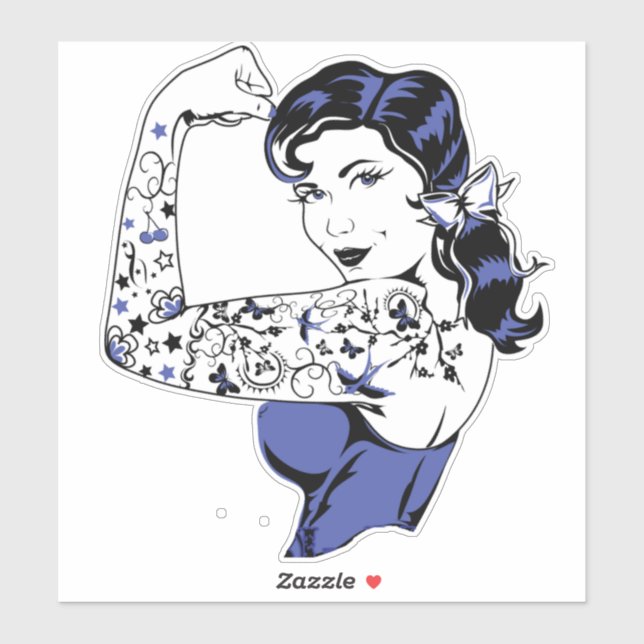 Tattoo Girl Arm Up Thunder_Cove Aufkleber (Blatt)