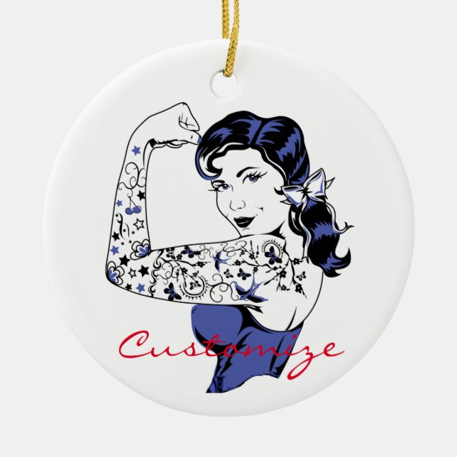 Tattoo Girl Arm Up Thunder_Cove Keramik Ornament (Vorne)