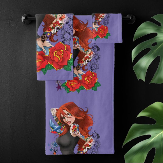 Tattoo Girl Badhandtuch Set (Von Creator hochgeladen)