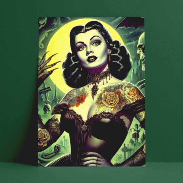 Tattoo Goth Woman Postkarte (Von Creator hochgeladen)
