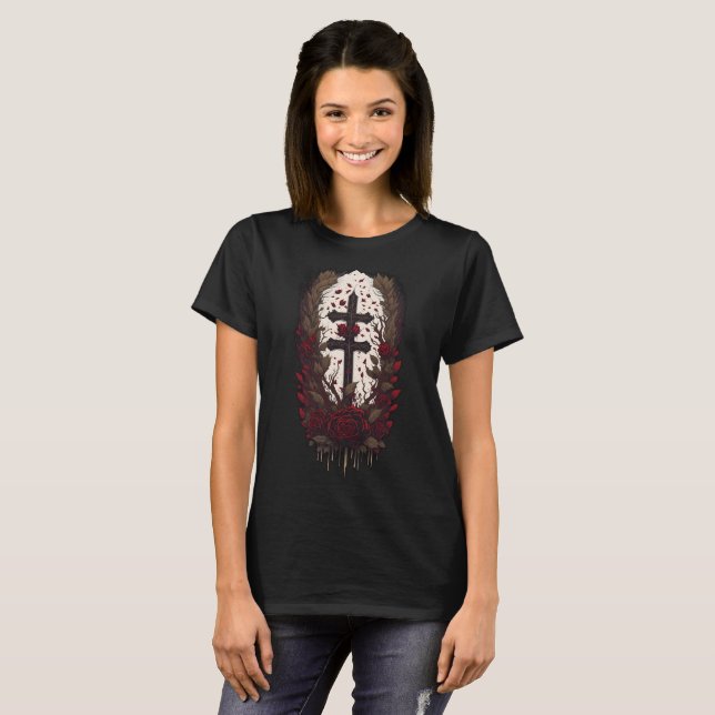 Tattoo-Gothic-Kreuz 25 T-Shirt (Vorne ganz)