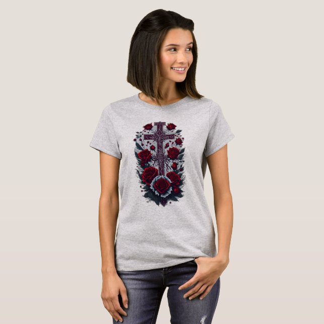 Tattoo-Gothic-Kreuz 8 T-Shirt (Vorne ganz)