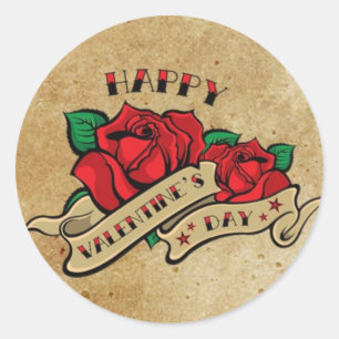 Tattoo Happy Valentine's Day Rose Aufkleber