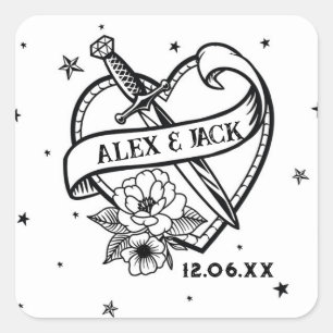 Tattoo Heart Wedals Stickers Label