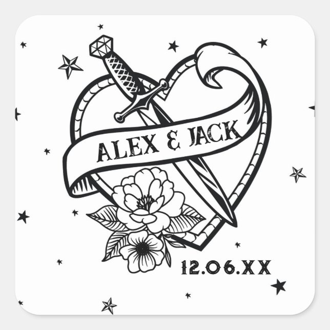 Tattoo Heart Wedals Stickers Label (Vorderseite)