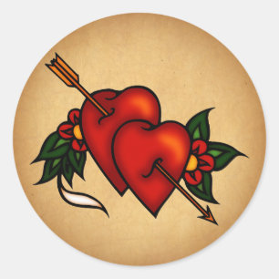 Tattoo Hört mit Pfeil Runder Aufkleber