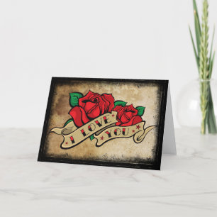 Tattoo I Liebe You Rose Valentine's Card Feiertagskarte