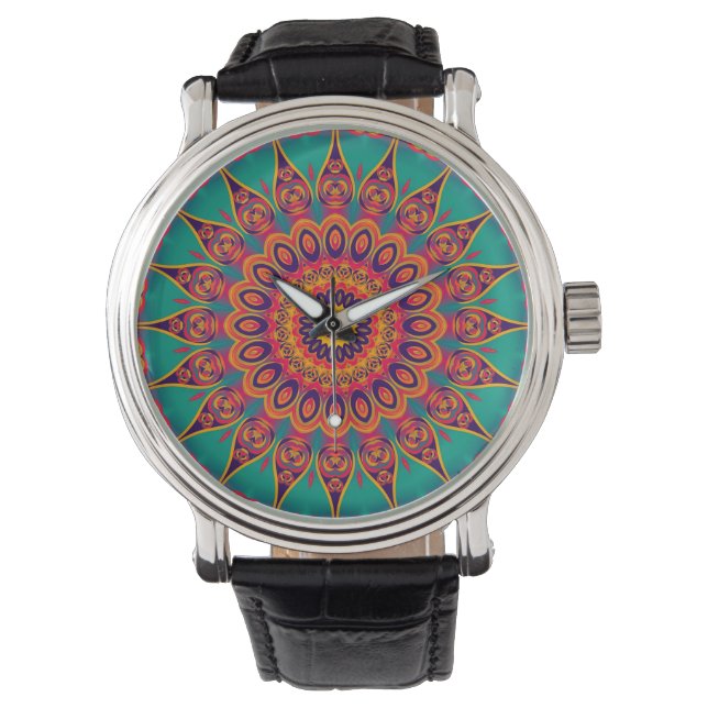 Tattoo Kaleidoscope Fraktal Armbanduhr (Vorderseite)