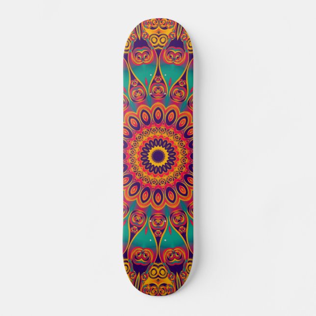 Tattoo Kaleidoscope Fraktal Skateboard (Vorderseite)