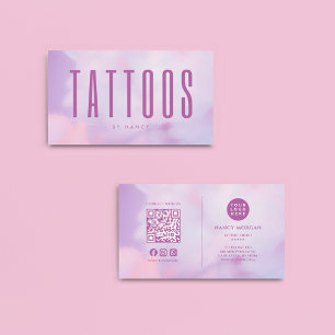 Tattoo-Künstler-QR-Code & Logo Lila Holografisch  Visitenkarte