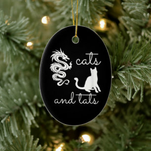 Tattoo Lover Geschenke Katzen und Tats Drache Kitt Keramik Ornament