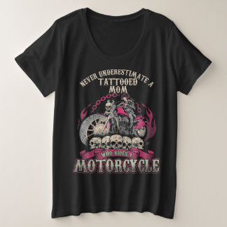 Tattoo Mama Biker nie unterschätzen Motorrad Große Größe T-Shirt