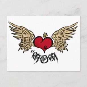 Tattoo MAMA Urban Kronherz mit Flügeln Postkarte