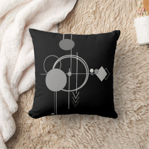 Tattoo Modern Art Deco   Schwarzer und grauer Mini Kissen
