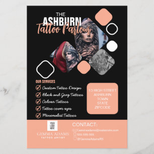 Tattoo Parlor Poster - Custom Black Blush Flyer