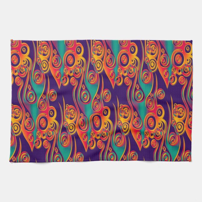 Tattoo Pattern Art - Flammen & Kreise Handtuch (Horizontal)