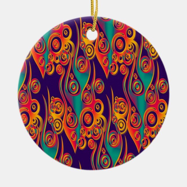Tattoo Pattern Art - Flammen & Kreise Keramik Ornament (Vorne)