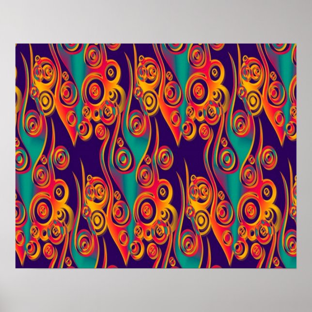 Tattoo Pattern Art - Flammen & Kreise Poster (Vorne)
