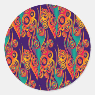 Tattoo Pattern Art - Flammen & Kreise Runder Aufkleber