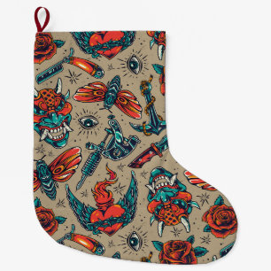 Tattoo Pattern Großer Weihnachtsstrumpf