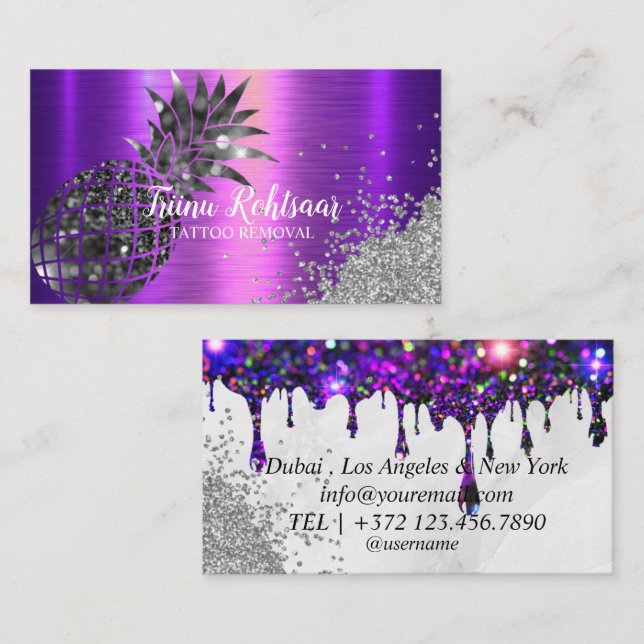 TATTOO Removal Glitzer Sparkling Business Card Visitenkarte (Vorne/Hinten)