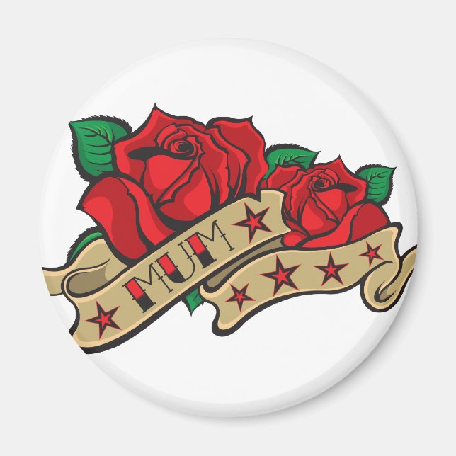 Tattoo Rose Mum Illustration Magnet (Vorne)