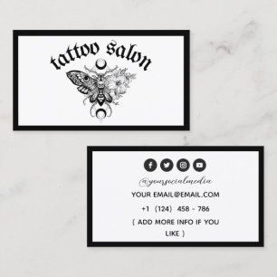 Tattoo-Salon Schmetterling Motte Schwarz & Weiß Visitenkarte