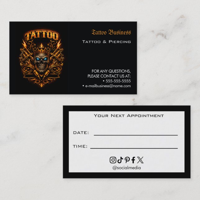 Tattoo-Salon-Termin-Erinnerung Visitenkarte (Vorne/Hinten)