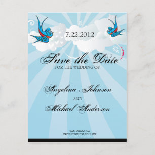 Tattoo Schwalben und Schriftrolle Urban Save the D Ankündigungspostkarte