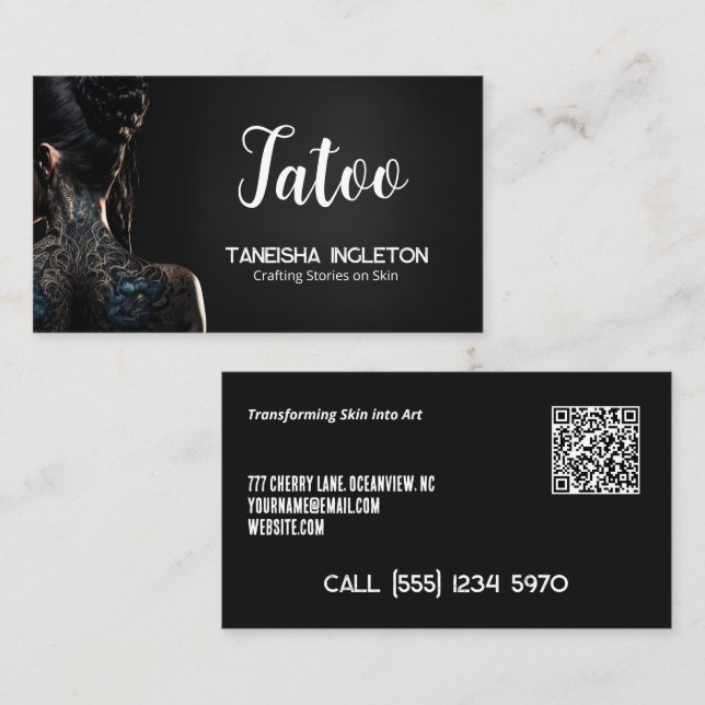 Tattoo Shop Custom QR Visitenkarte (Vorne/Hinten)