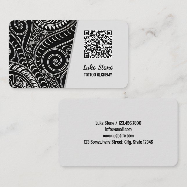 Tattoo Shop Custom QR Visitenkarte (Vorne/Hinten)