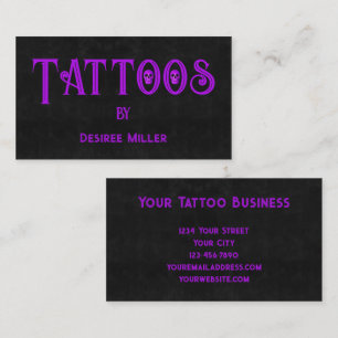 Tattoo-Shop Girly Lila Schwarzer Totenkopf Geschäf Visitenkarte