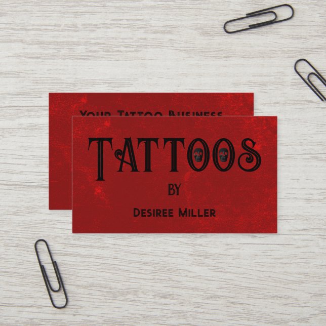 Tattoo Shop Red Black Creull Visitenkarte (Vorderseite/Rückseite Beispiel)