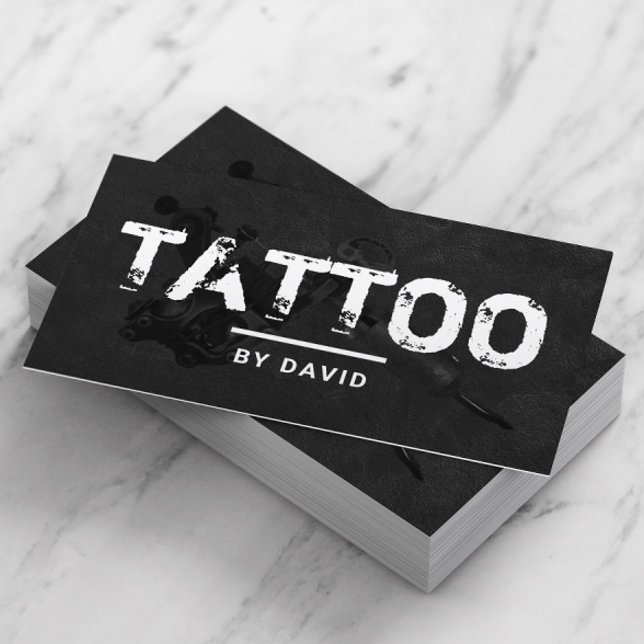 Tattoo Shop Tattoo Gun Grunge Typografie Visitenkarte (Von Creator hochgeladen)