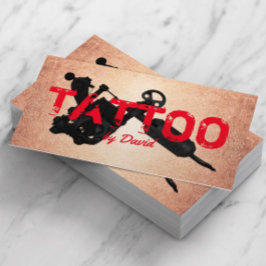 Tattoo Shop Tattoo Gun Vintag Gold Typografie Visitenkarte