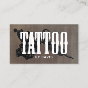 Tattoo-Shop Tattoo-Pistole Gothic-Typografie Vinta Visitenkarte