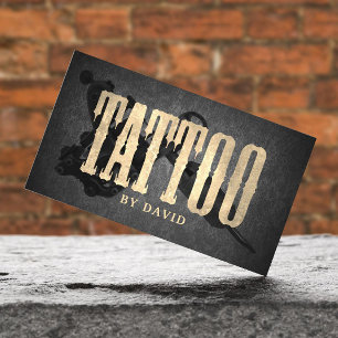 Tattoo-Shop Tattoo-Pistole Vintage-Gold-Typografie Visitenkarte