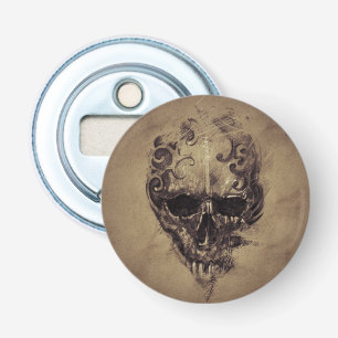 Tattoo-Skull über Vintages Papier Flaschenöffner