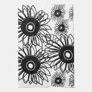 Tattoo Sonnenblume Schwarz-weiße Tattoo Blume Geschirrtuch