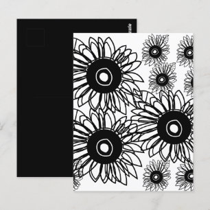 Tattoo Sonnenblume Schwarz-weiße Tattoo Blume Postkarte