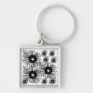 Tattoo Sonnenblume Schwarz-weiße Tattoo Blume Schlüsselanhänger