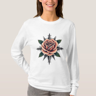 Tattoo-Stil-Rosen-Kompass-T-Shirt-Design T-Shirt
