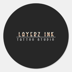 Tattoo Studio Line Runder Aufkleber