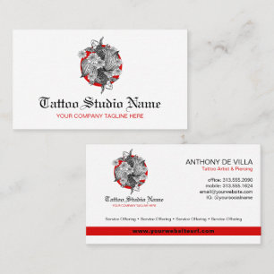 Tattoo Studio, Tattoo Artist - Koi Fish Logo Art  Visitenkarte