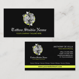Tattoo Studio, Tattoo Artist - Neon Koi Fish Logo Visitenkarte