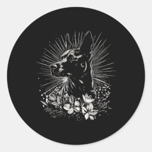 Tattoo Style Lover Belgisch Malinois Retro Dog _1 Runder Aufkleber