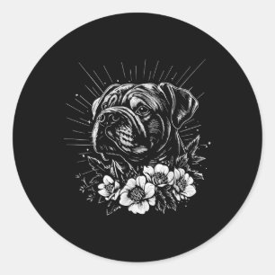 Tattoo Style Lover Bulldog Retro Dog _1 Runder Aufkleber