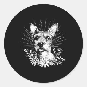 Tattoo Style Lover Fox Terrier Retro Dog Runder Aufkleber