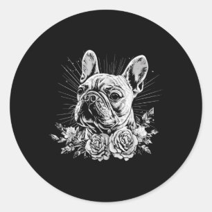 Tattoo Style Lover French Bulldog Retro Dog _1 Runder Aufkleber
