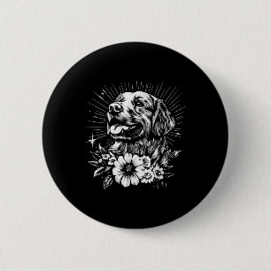 Tattoo Style Lover Golden Retriever Retriever Retr Button